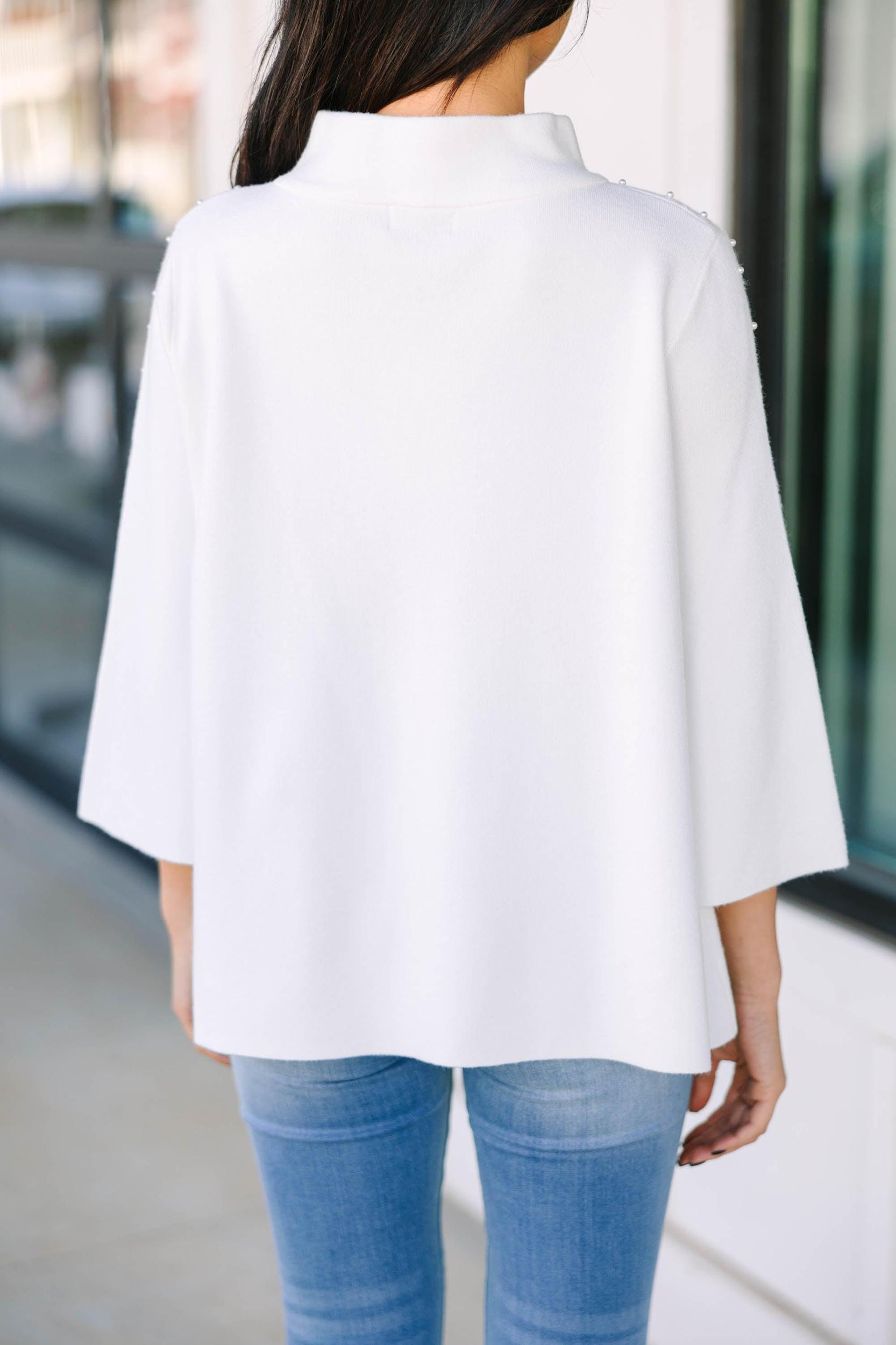 Doing It All Cream White Embellished Sweater Female Product Image