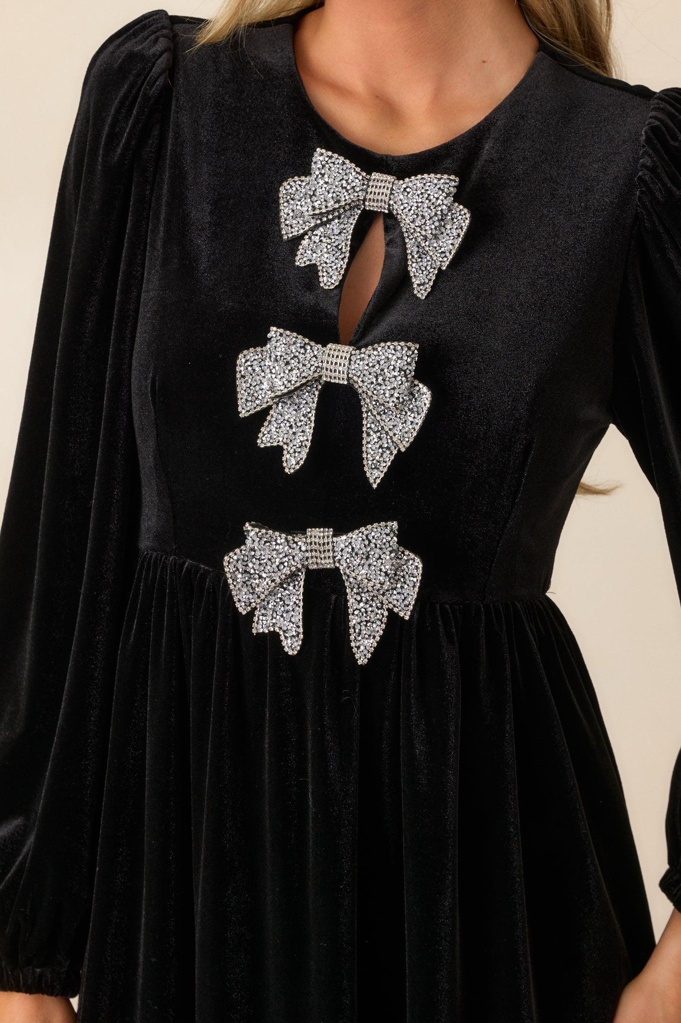 Moments To Treasure Black Velvet Midi Dress Product Image