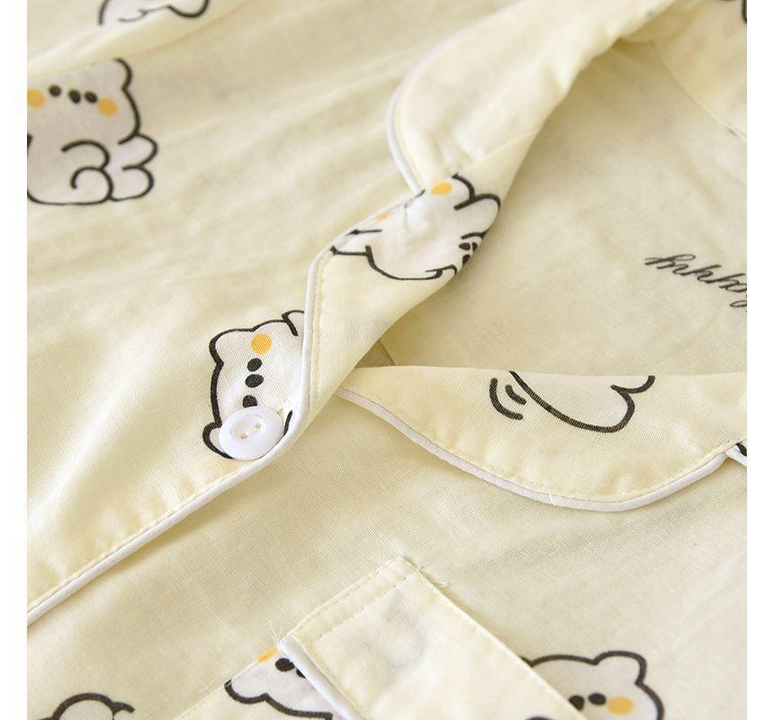 Couple Matching Pajama Set: Short-Sleeve Print Top + Pants + Shorts (Various Designs) Product Image