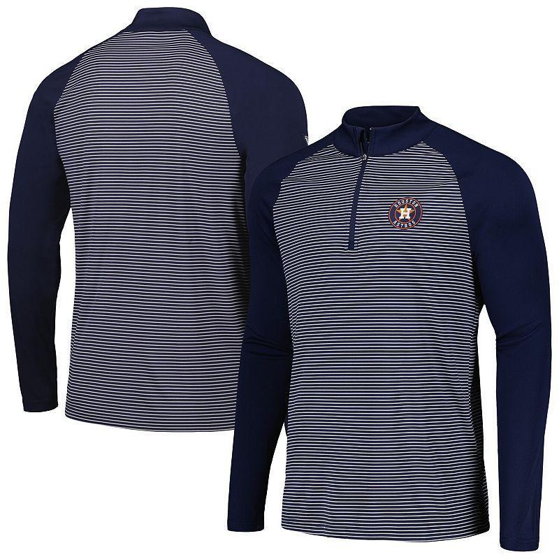 Men's Levelwear Navy Houston Astros Charter Striped Raglan Quarter-Zip Top, Size: 2XL, Blue Product Image