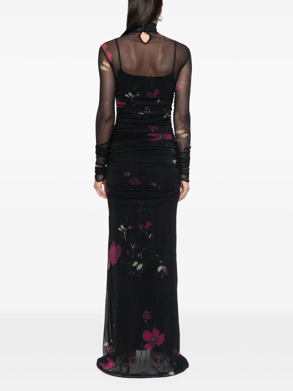 rose-print tulle maxi dress Product Image