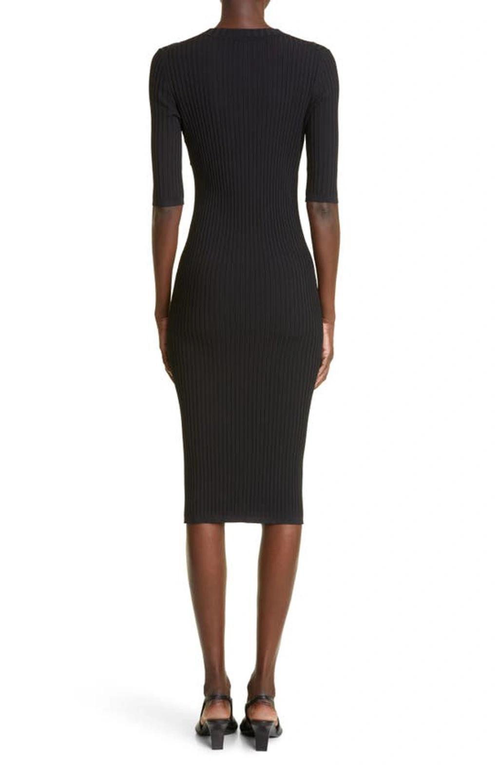 ST JOHN Flat Rib Midi Sweater Dress In Black Product Image