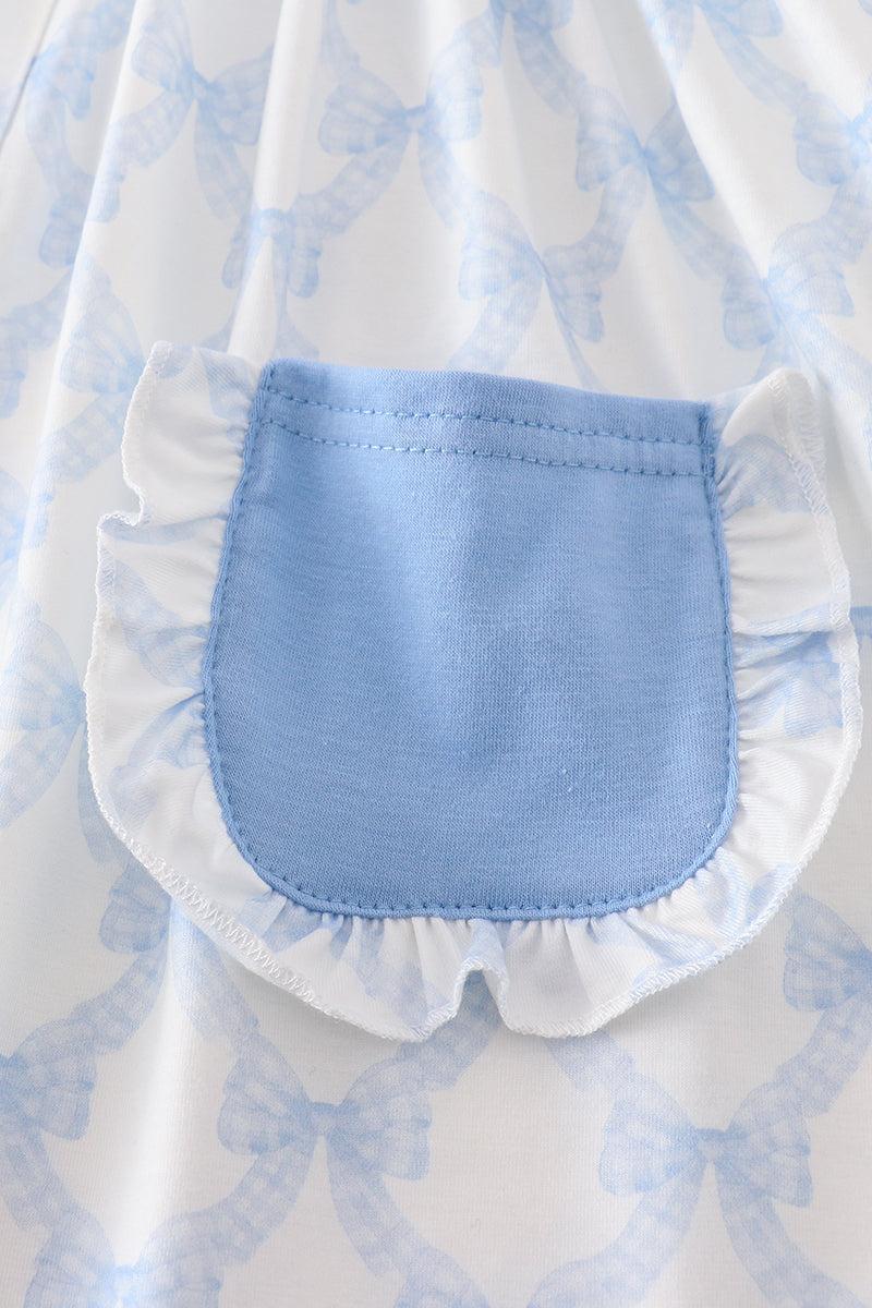 Blue bow ruffle dress Product Image
