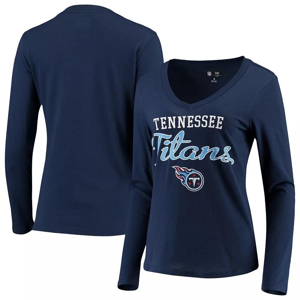 Women's G-III 4Her by Carl Banks Navy Tennessee Titans Post Season Long Sleeve V-Neck T-Shirt, Size: 2XL, Blue Product Image