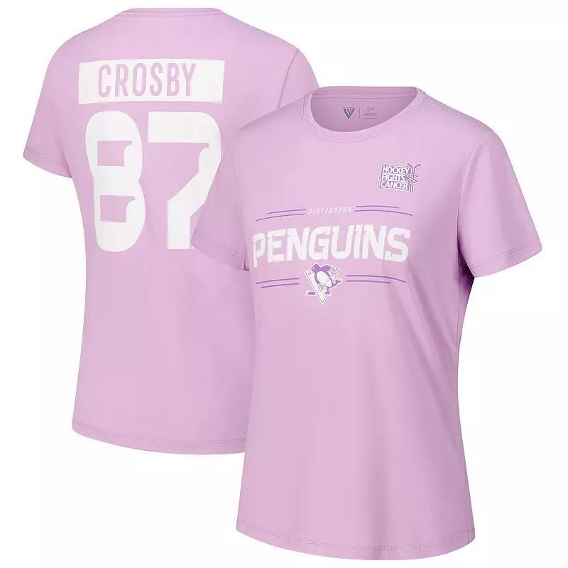 Womens Levelwear Sidney Crosby Lavender Pittsburgh Penguins Hockey Fights Cancer Anthem Name & Number T-Shirt Product Image