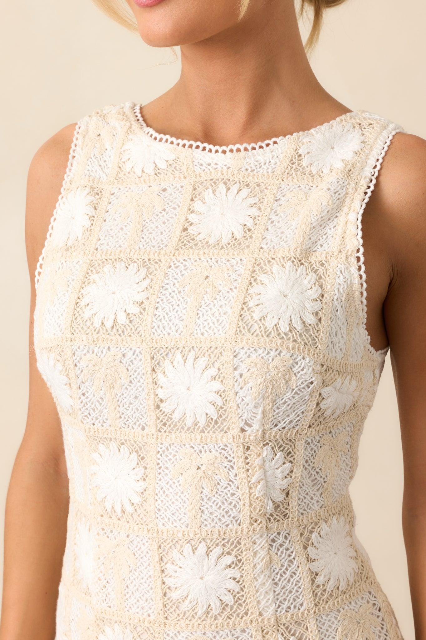 MINKPINK Lyria Palm Lace Ivory Mini Dress Product Image