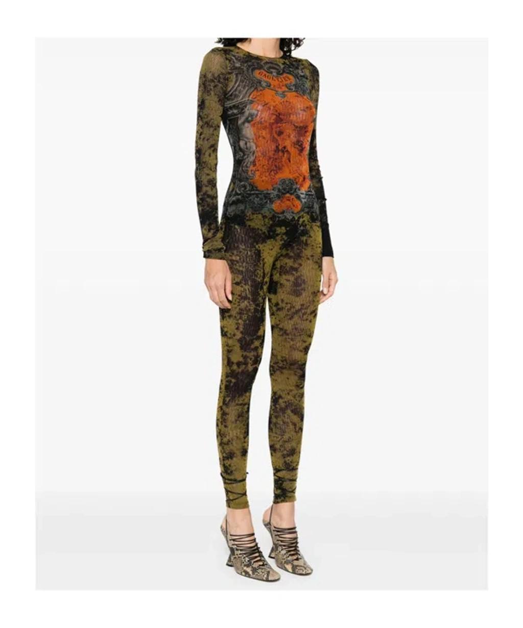 JEAN PAUL GAULTIER Graphic Print Full-length Dress With Long Sleeves In Black Product Image