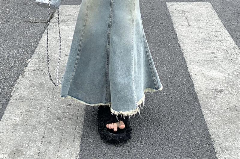 High Waist Denim Trumpet Skirt Product Image
