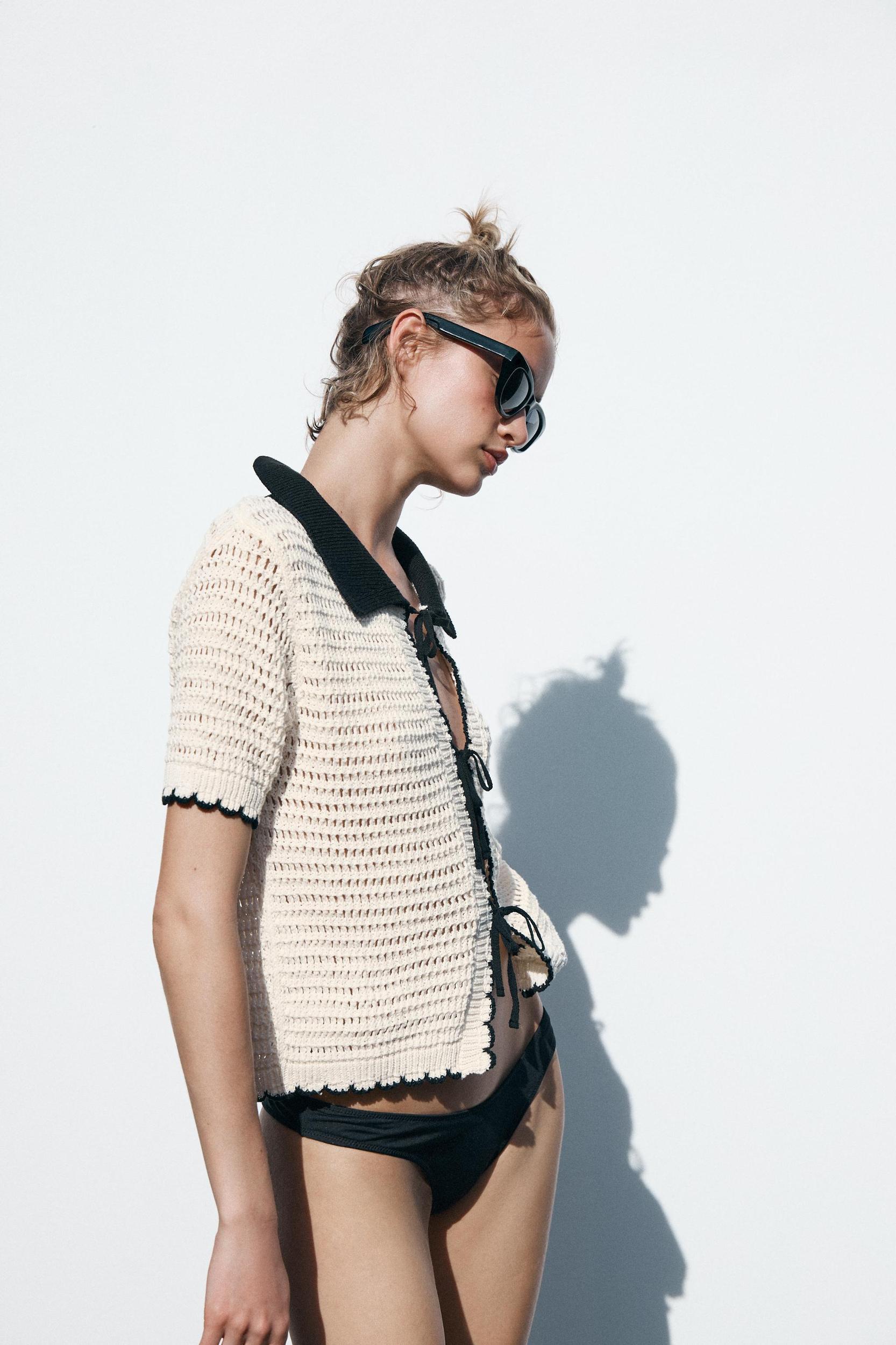 CROCHET POLO COLLAR TOP Product Image