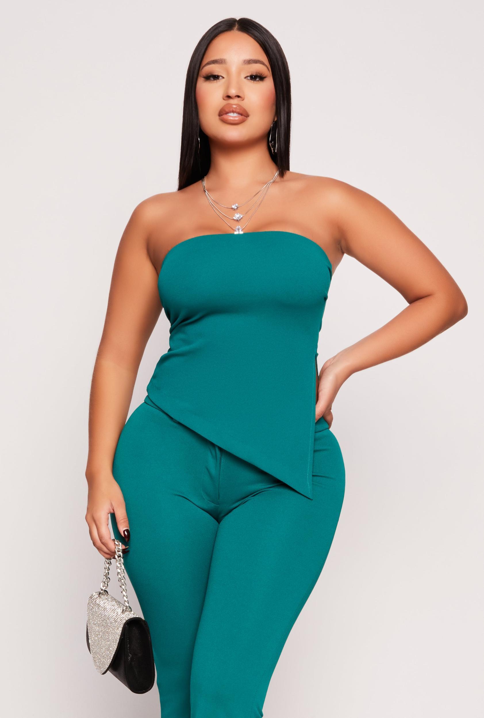 Womens Asymmetrical Side Slit Tube Top Product Image