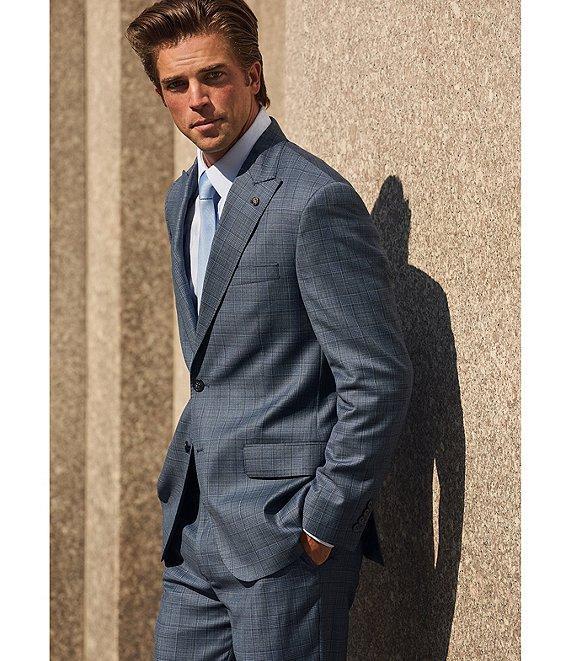 Hart Schaffner Marx New York Modern Fit Flat Front Plaid Print 2-Piece Suit Product Image