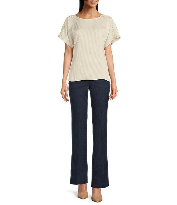 Calvin Klein Crew Neck Button Flutter Sleeve Blouse Product Image