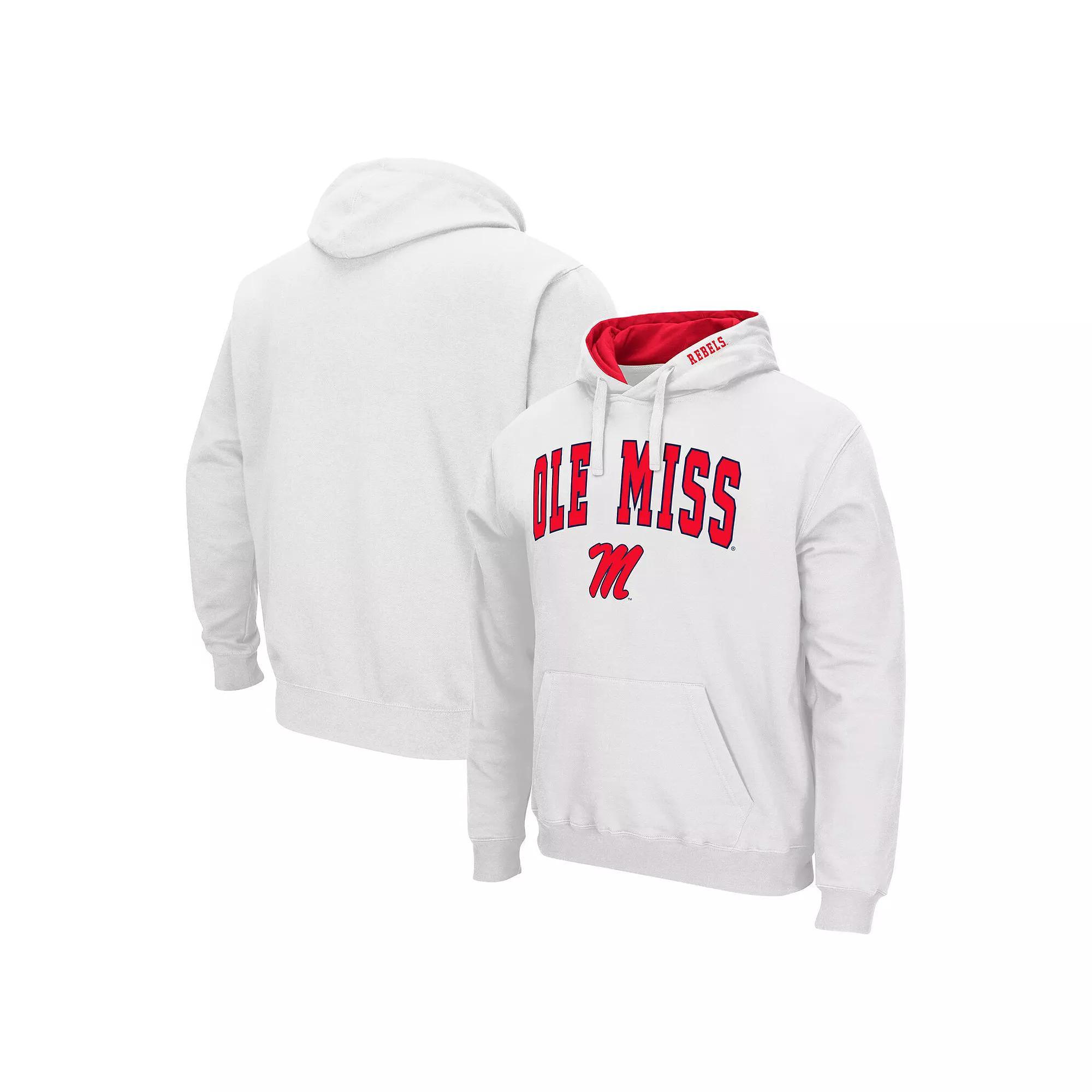 Men's Colosseum White Ole Miss Rebels Arch & Logo 3.0 Pullover Hoodie, Size: 2XL Product Image