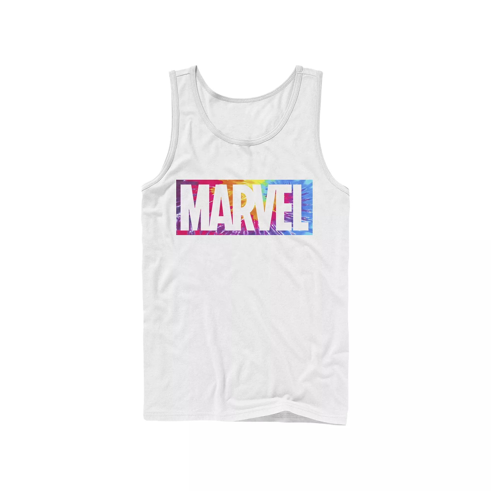 Men's Marvel Logo Tie Dye Graphic Tank Top, Size: Large, White Product Image
