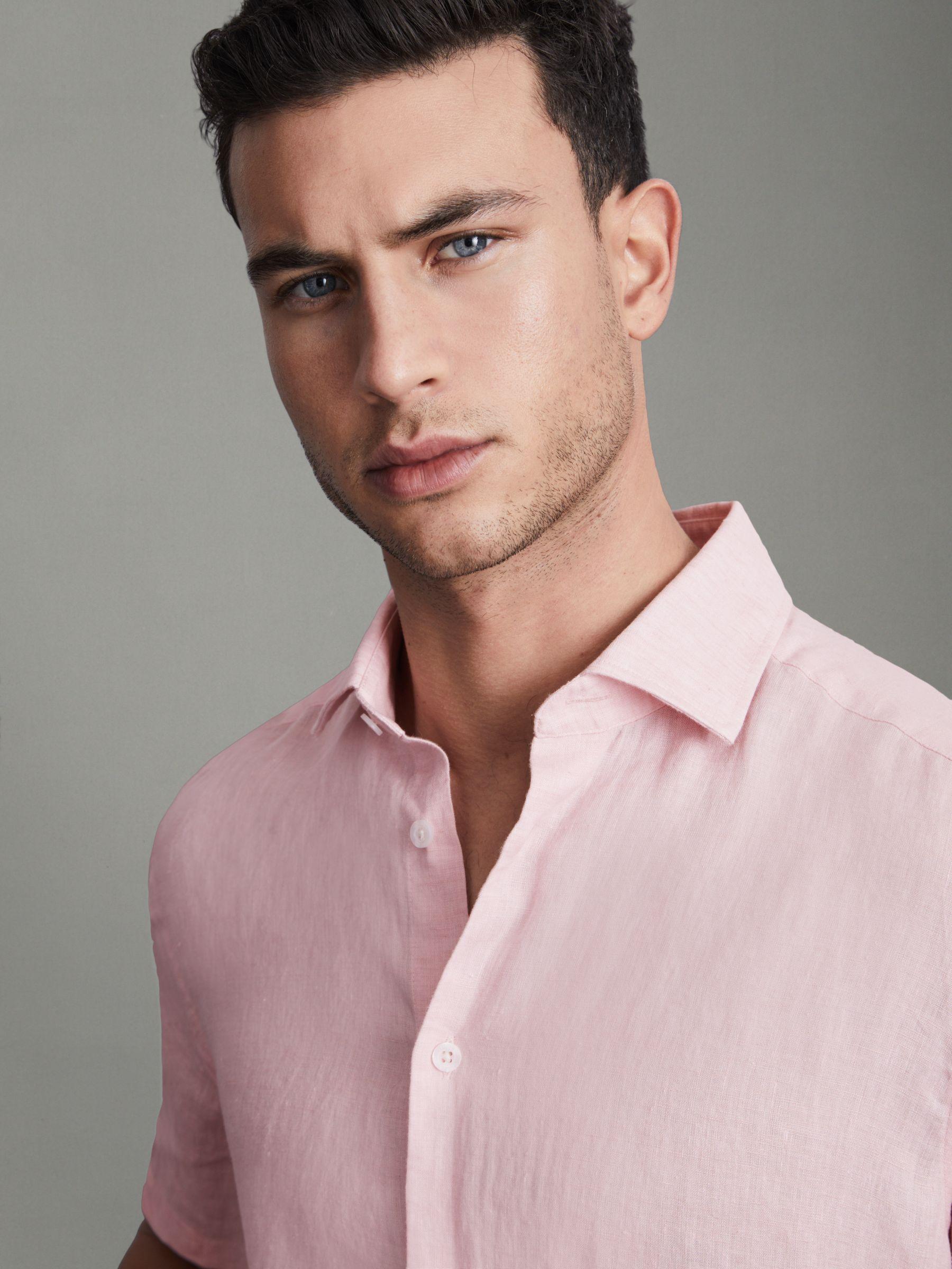 Holiday Flamingo Slim Fit 100% Linen Shirt Product Image