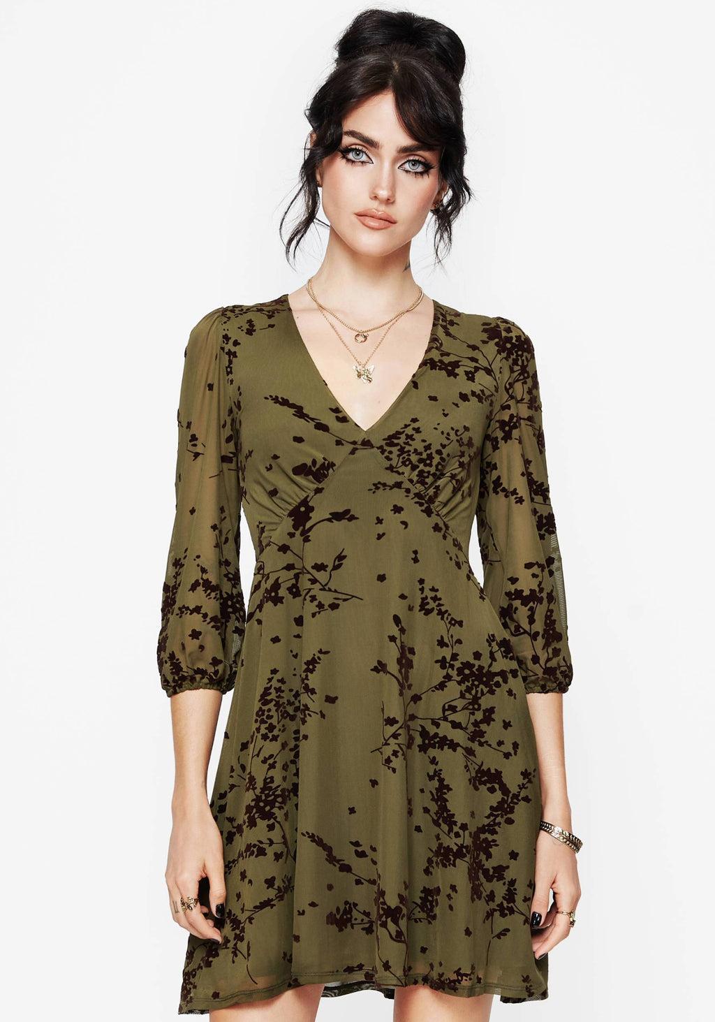 Jael Flocked Devoré Smock Mini Dress Product Image