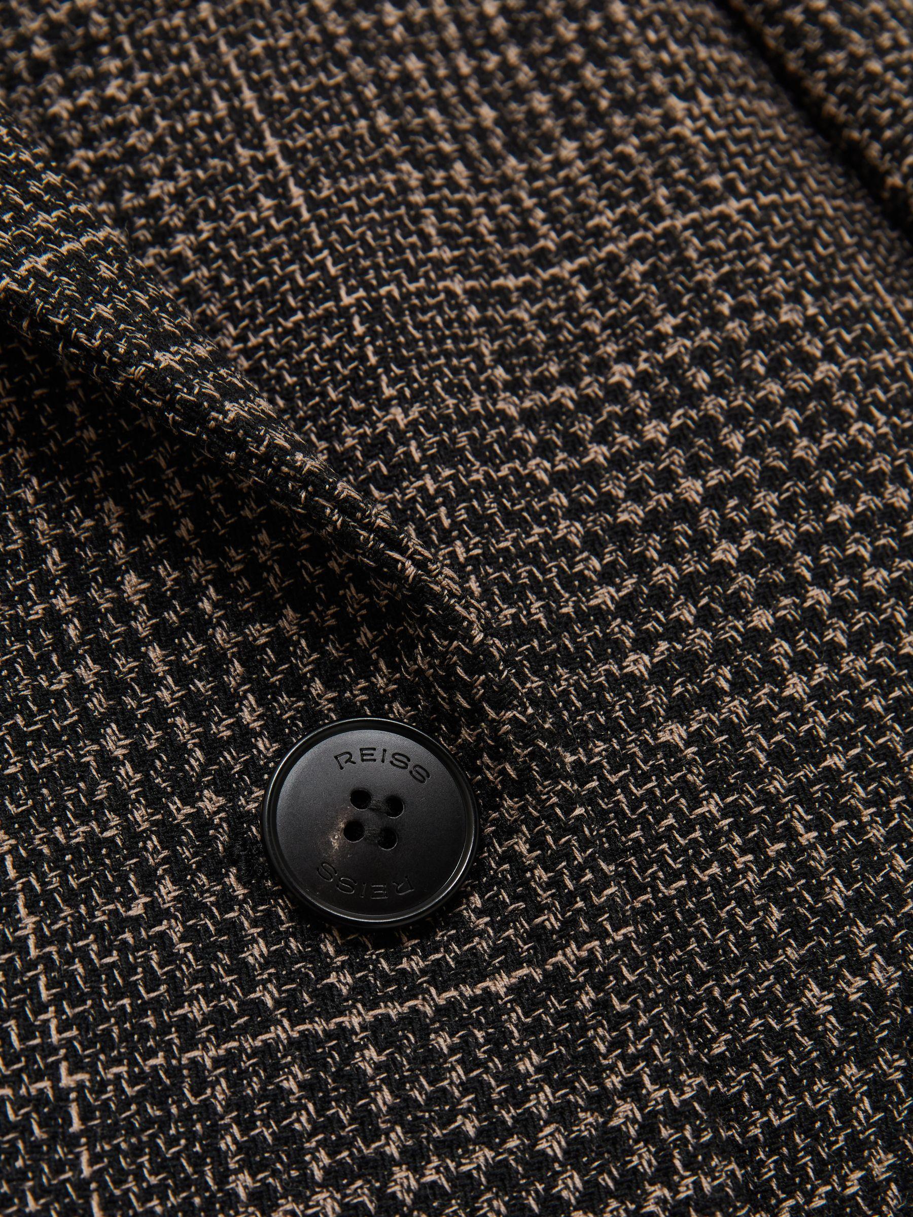 Double-Breasted Tweed Cropped Blazer in Brown Check Product Image