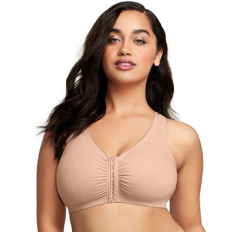 Plus Size Glamorise Full-Figure Complete Comfort Wire-free Cotton T-Back Bra 1908, Women's, Size: 40 Dd/Ddd, Cafe Product Image