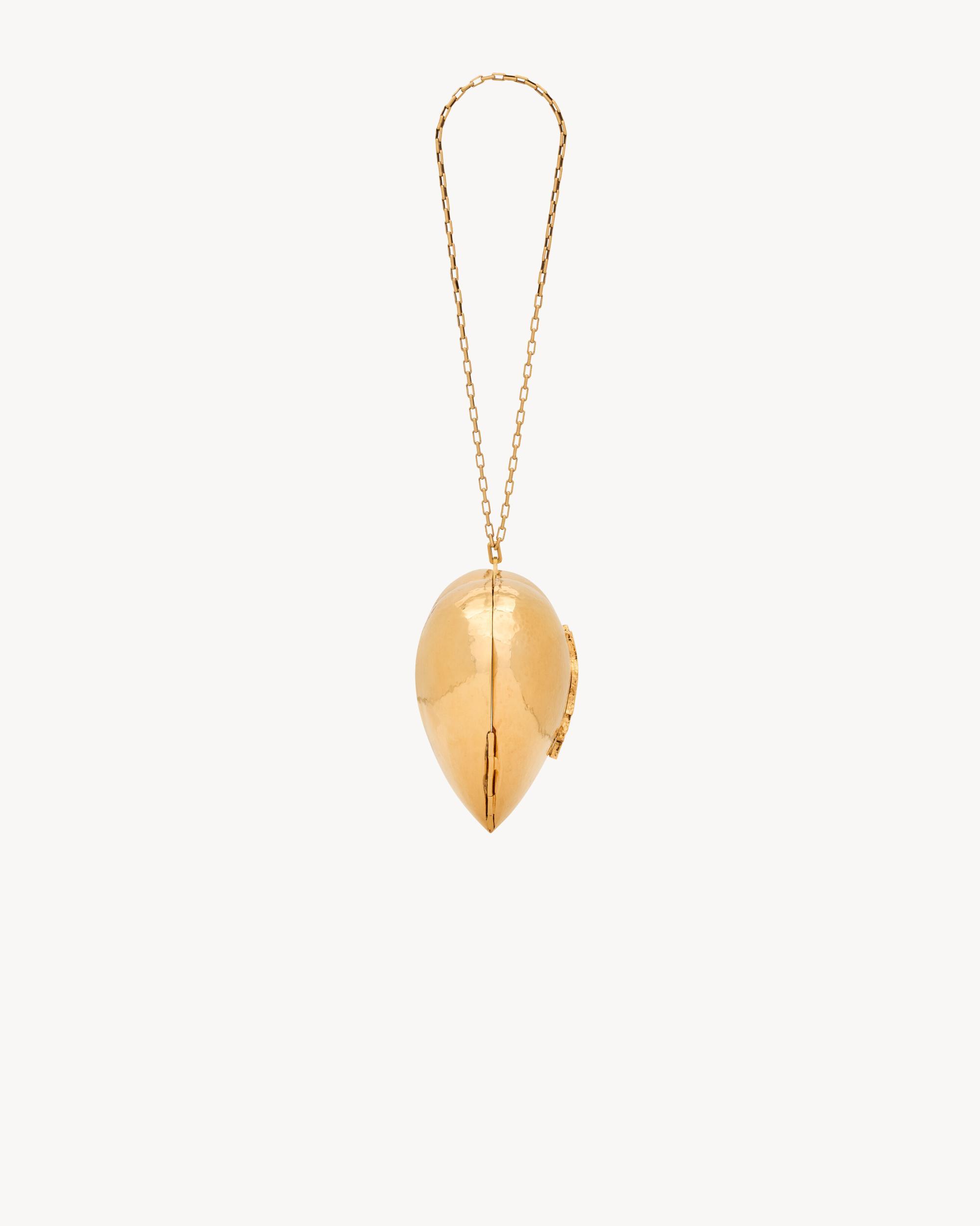 EVENING mini heart minaudière in brass Product Image
