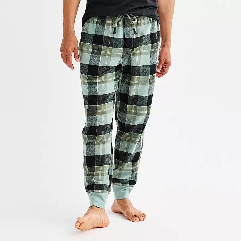 Men's Sonoma Goods For Life® Banded Bottom Flannel Pajama Pants, Size: Large, Black Biege Plaid Product Image
