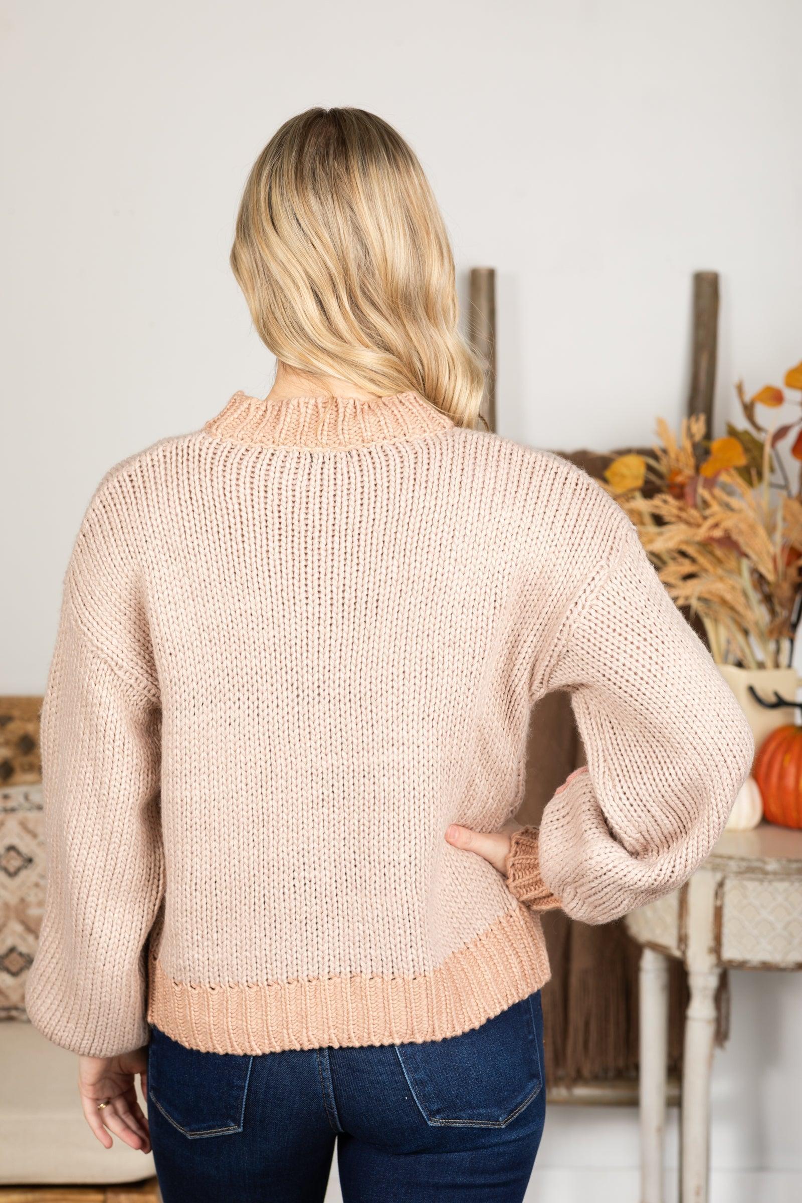 Taupe Flower Applique Sweater Product Image