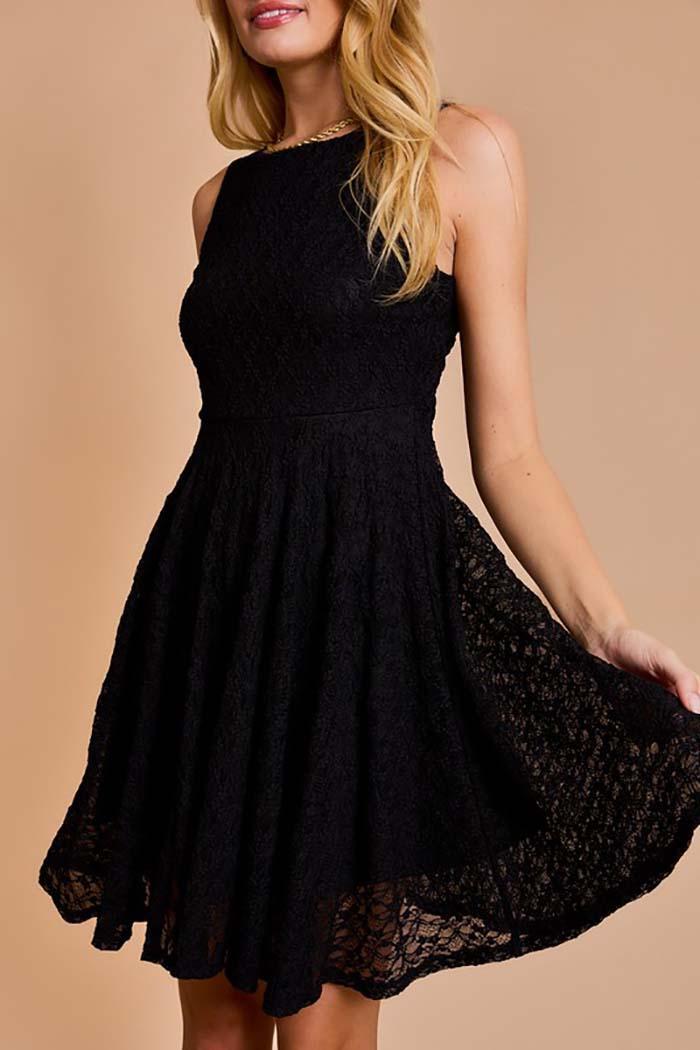 Sleeveless Back V-Neck Textured Dress Product Image