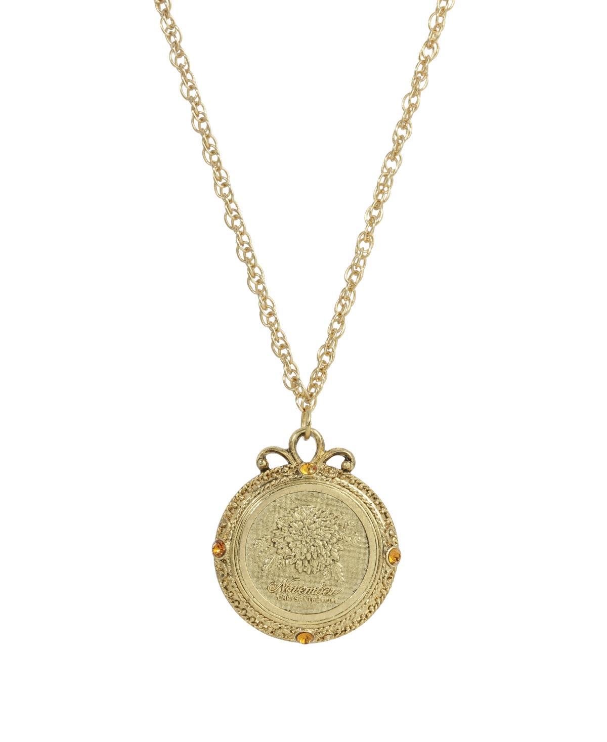 1928 Gold Tone Flower of the Month Pendant Necklace, Womens, September Product Image