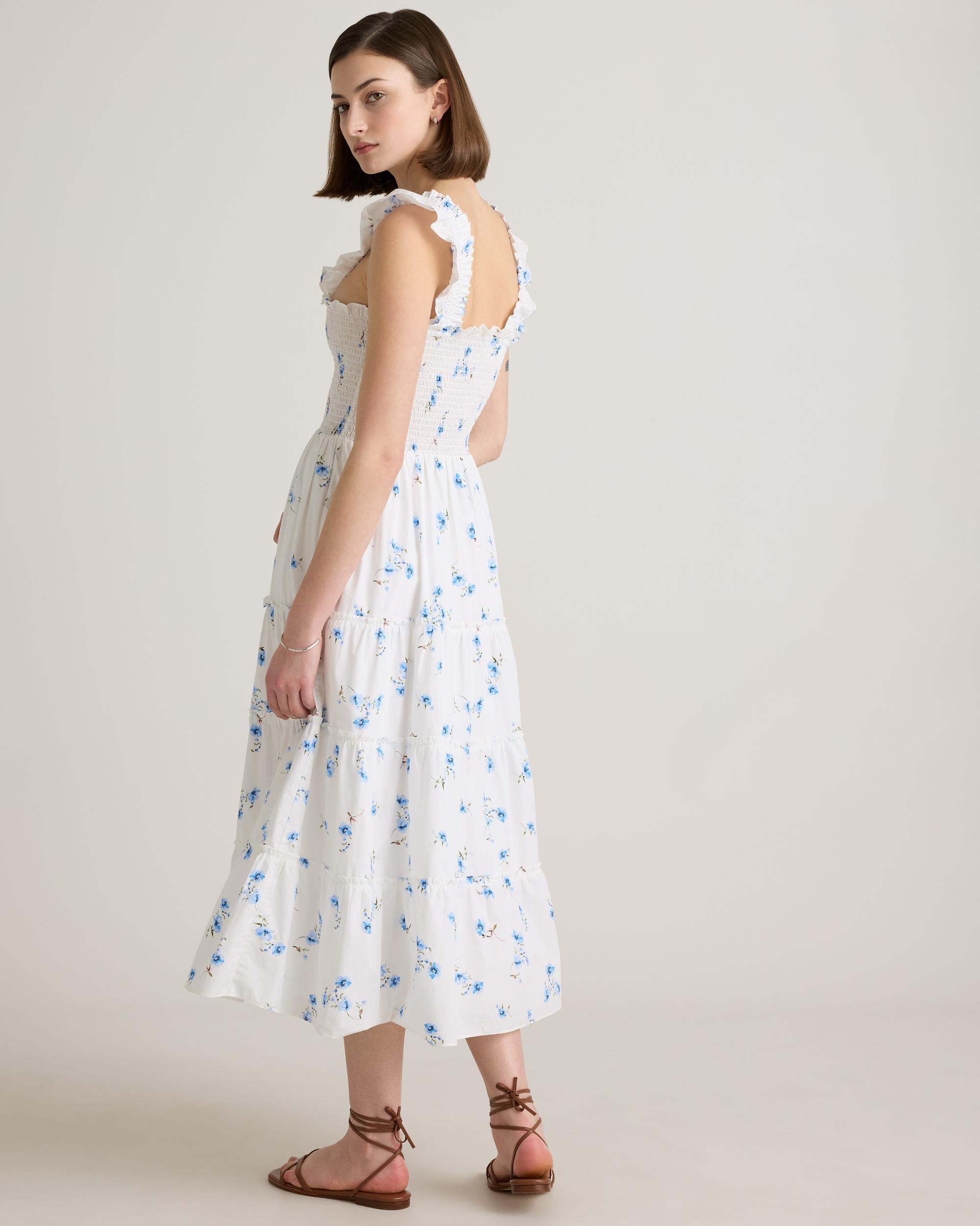 100% Organic Cotton Smocked Midi Dress Product Image