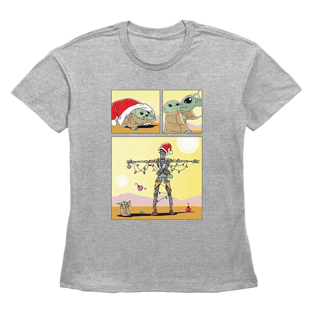 Women's Star Wars The Mandalorian The Child Christmas Robot Graphic Tee, Size: XL, Grey Gray Product Image