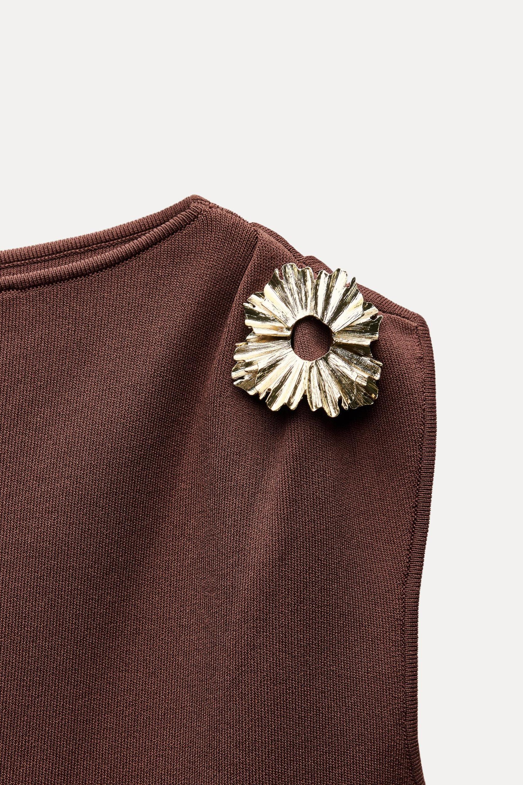 KNIT MIDI DRESS WITH GOLDEN APPLIQUÉ Product Image