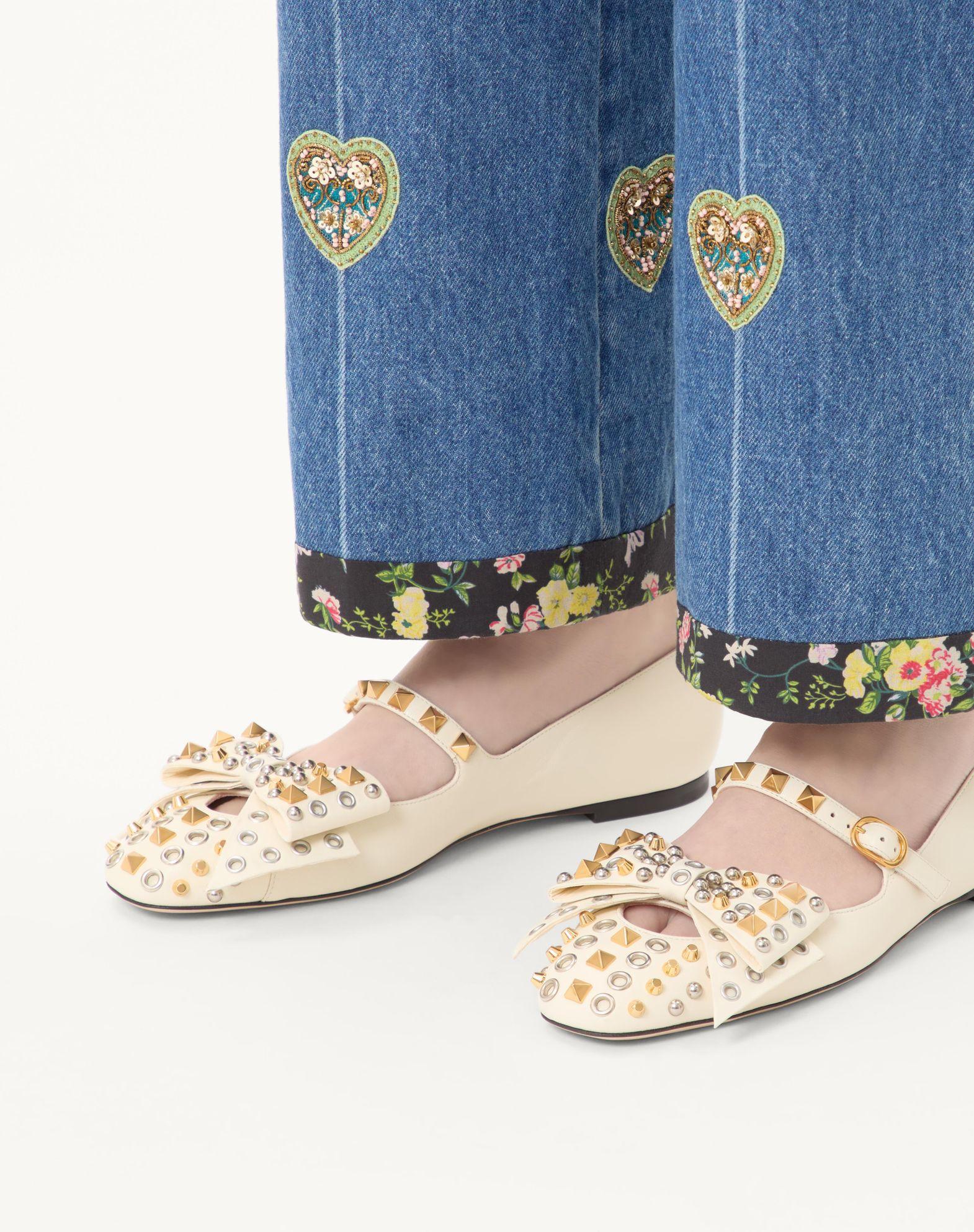 Mary-Jane Bowow Ballerina In Kidskin With Studs Product Image
