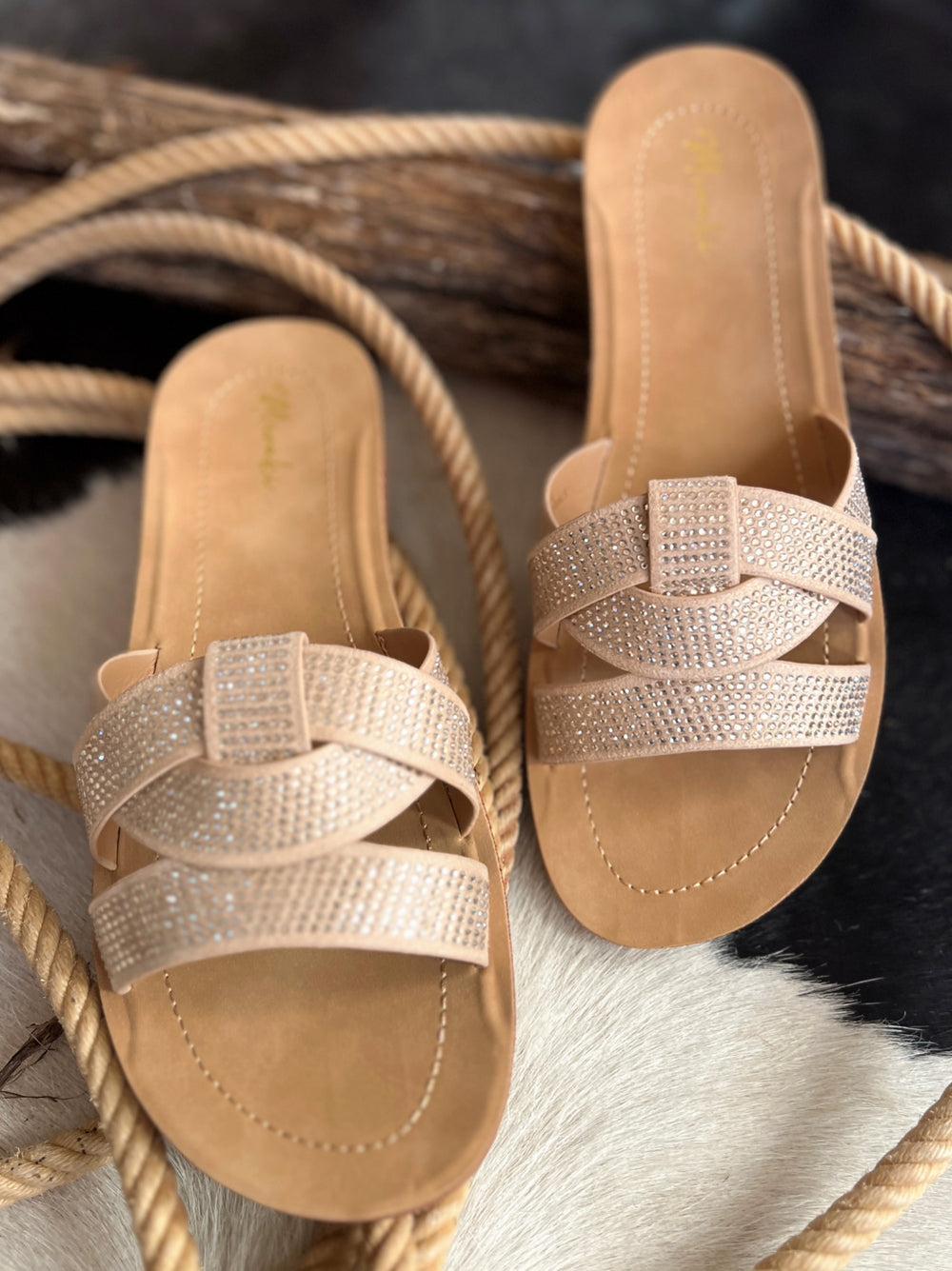 Cindy Sparkly Nude Slides* Product Image