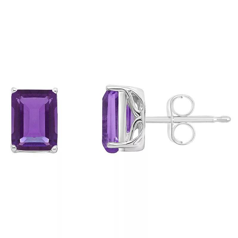 Alyson Layne 14k Gold Emerald Cut Citrine Stud Earrings, Women's, 14k White Gold Product Image