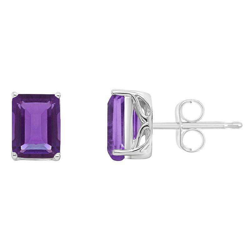 Alyson Layne 14k Gold Emerald Cut Citrine Stud Earrings, Women's, 14k White Gold Product Image