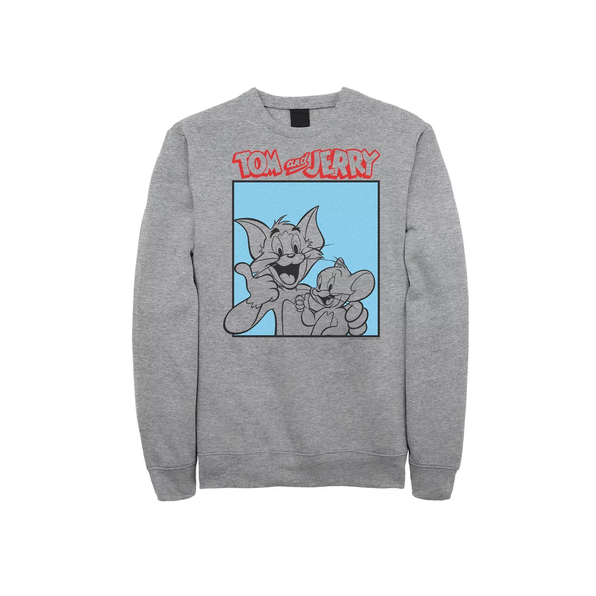 Big & Tall Tom and Jerry Thumbs Up Poster Graphic Fleece, Men's, Size: Large Tall, Athletic Grey Product Image