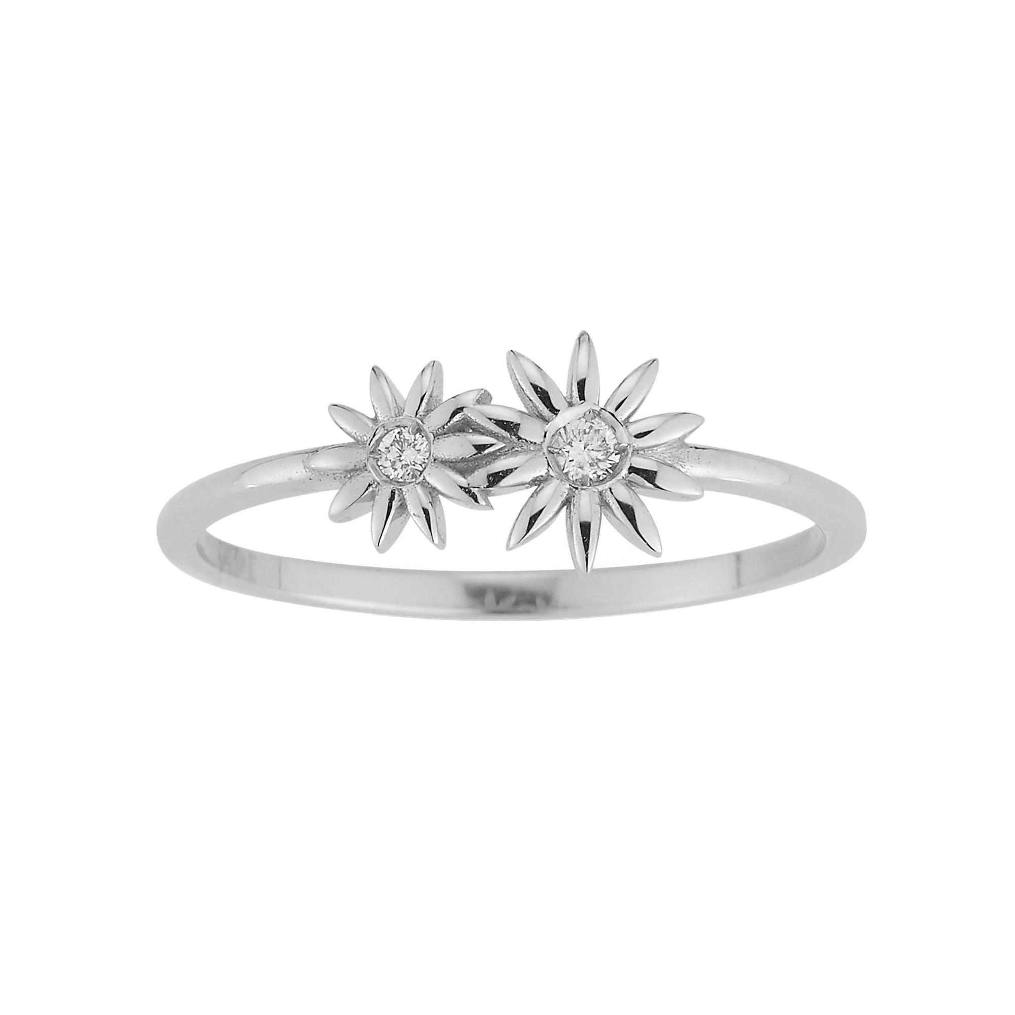 LUMINOR GOLD Diamond Accent Double Flower Right-Hand Ring, Women's, Size: 8, White Product Image