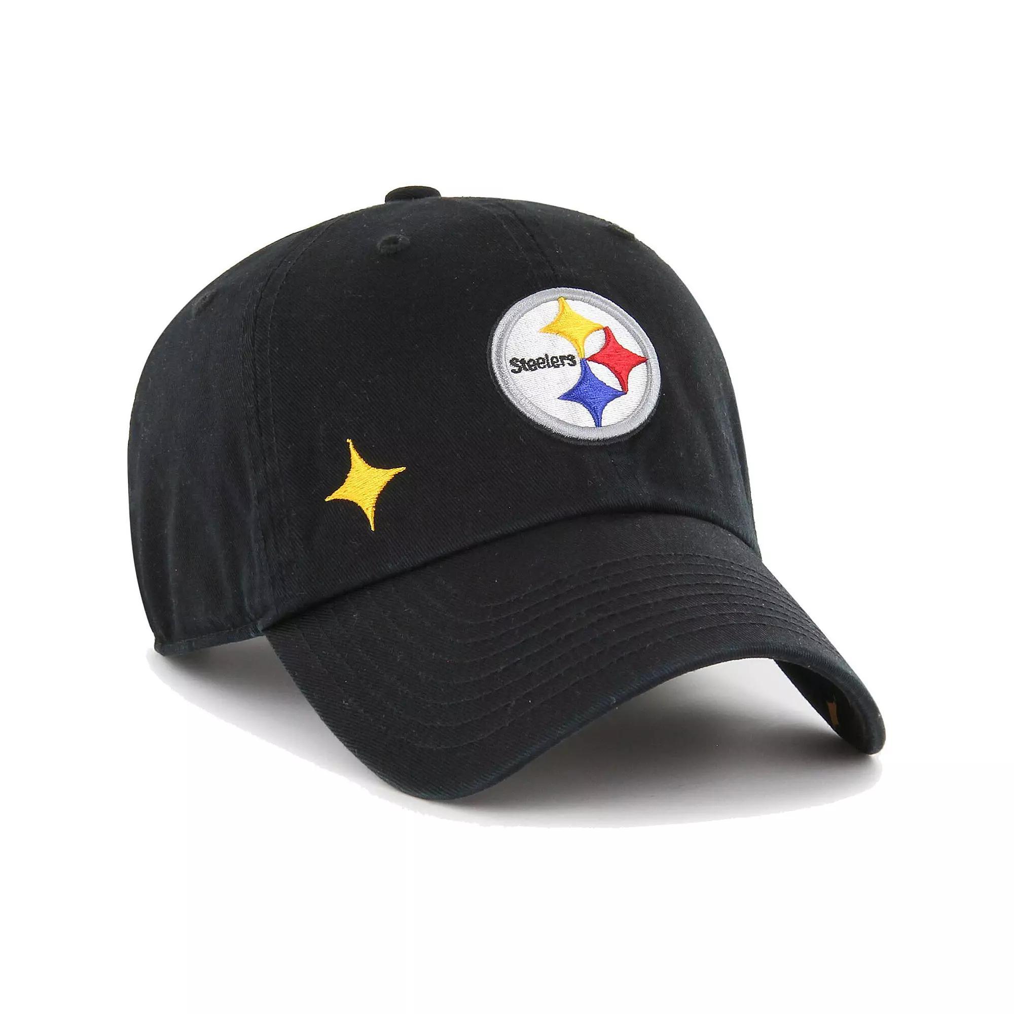 Women's '47 Black Pittsburgh Steelers Confetti Icon Clean Up Adjustable Hat Product Image