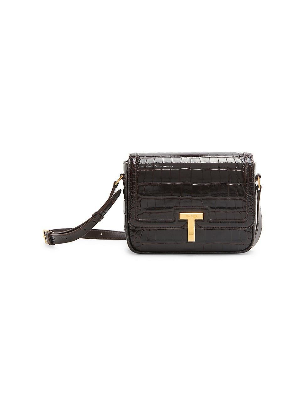 Womens Small Wallis Crocodile-Embossed Leather Shoulder Bag Product Image
