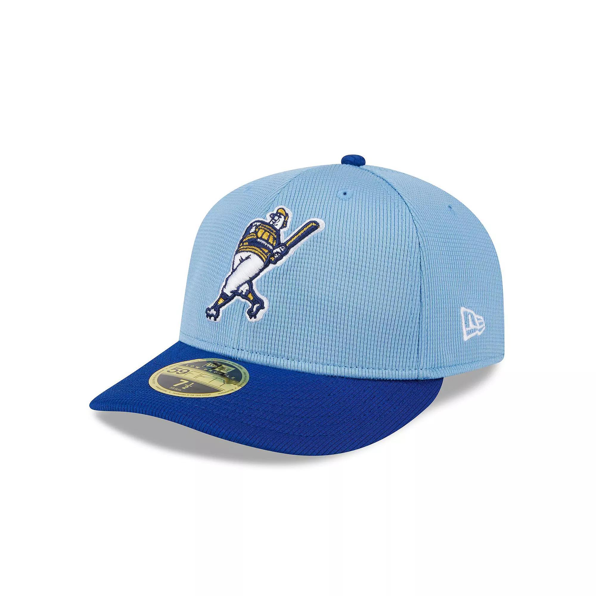 Men's New Era  Light Blue Milwaukee Brewers 2024 Batting Practice Low Profile 59FIFTY Fitted Hat, Size: 7 1/4 Product Image