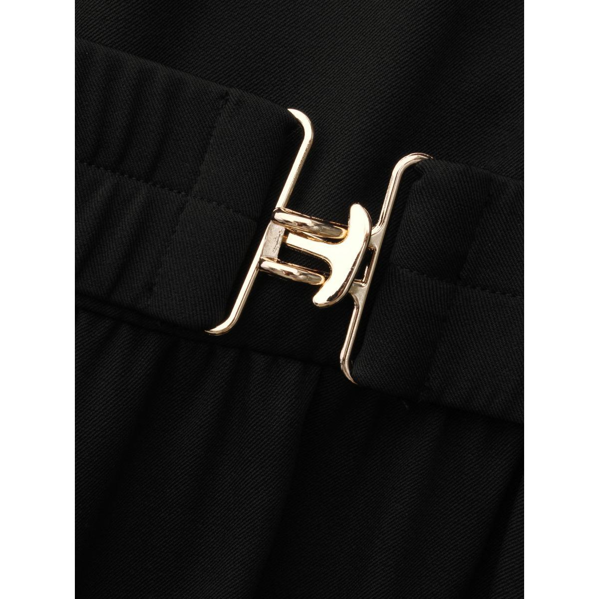 Plus Size Keyhole Metal Detail Belted Midi Dress Black Women Elegant Gathered Round Neck Long Sleeve Curvy BloomChic 14-16/1X Product Image