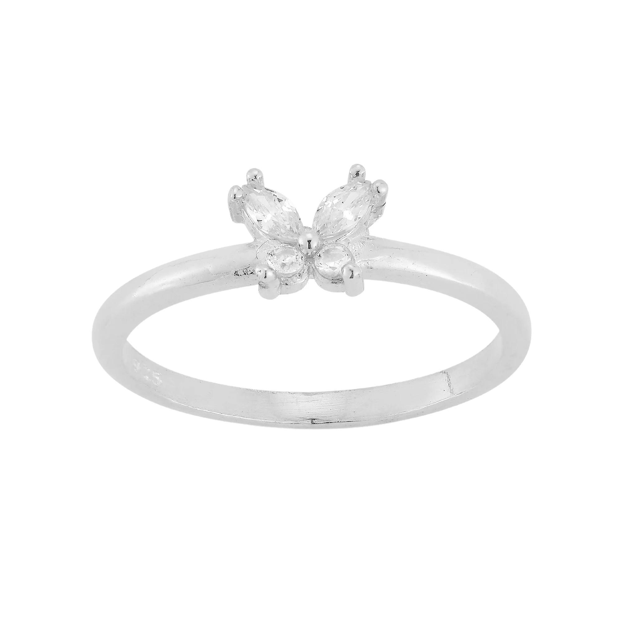 Sunkissed Sterling Cubic Zirconia Butterfly Ring, Women's, Size: 6, Silver Tone Product Image