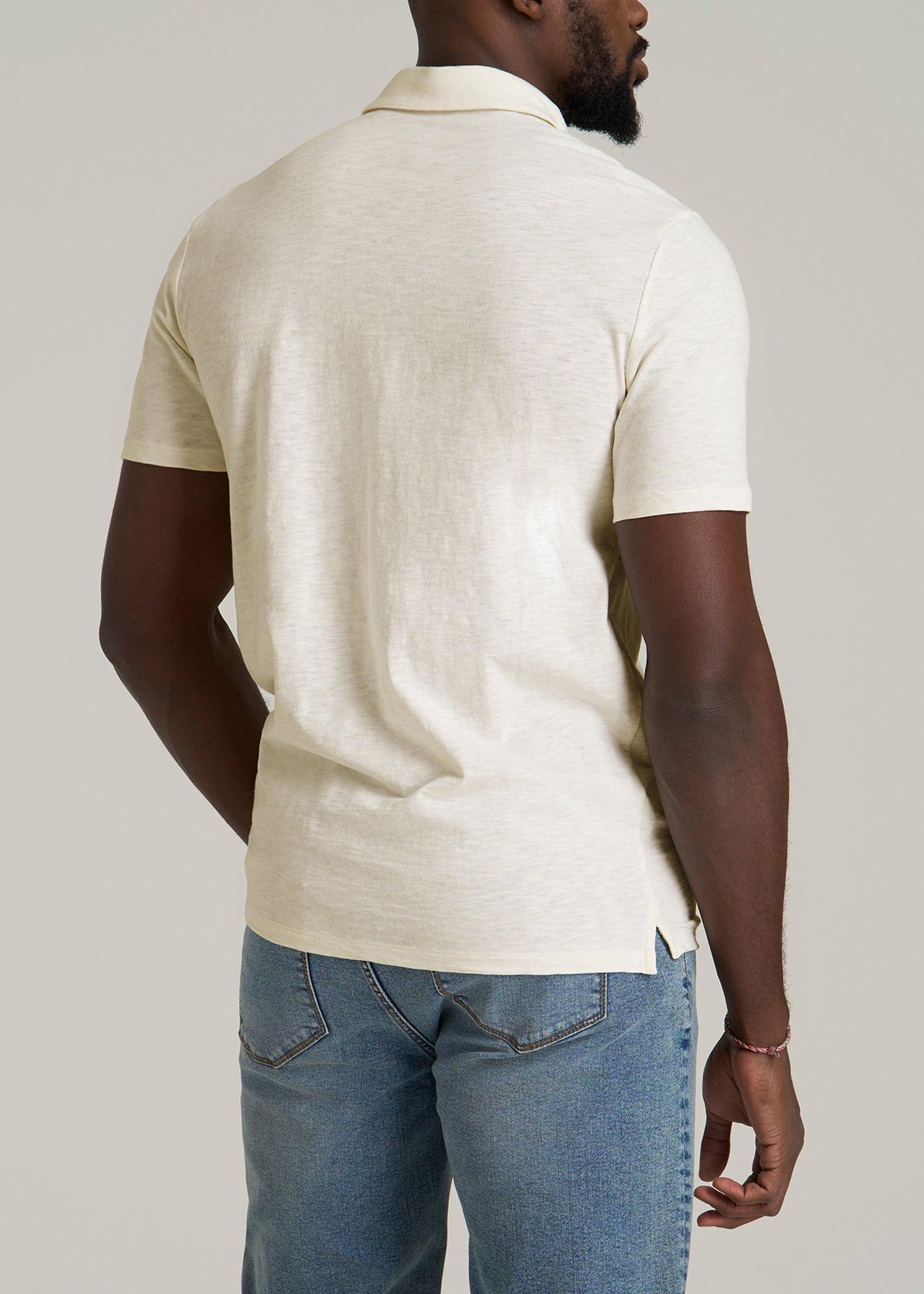 Slub Self Collar Tall Polo Shirt in White Alyssum Male Product Image