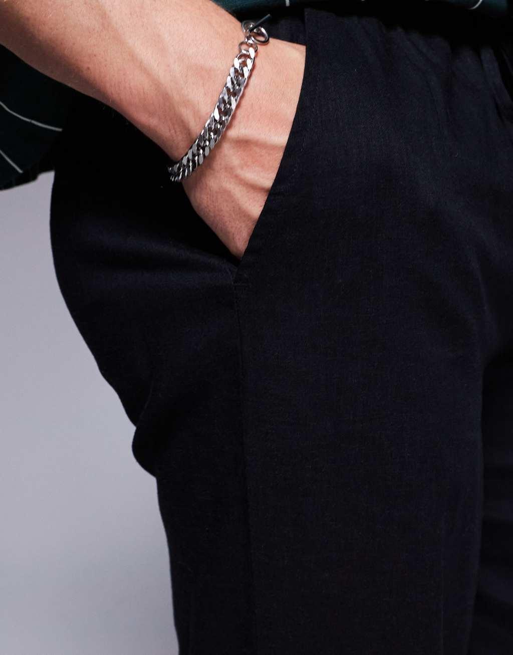 South Beach linen look beach pants in black - part of a set Product Image