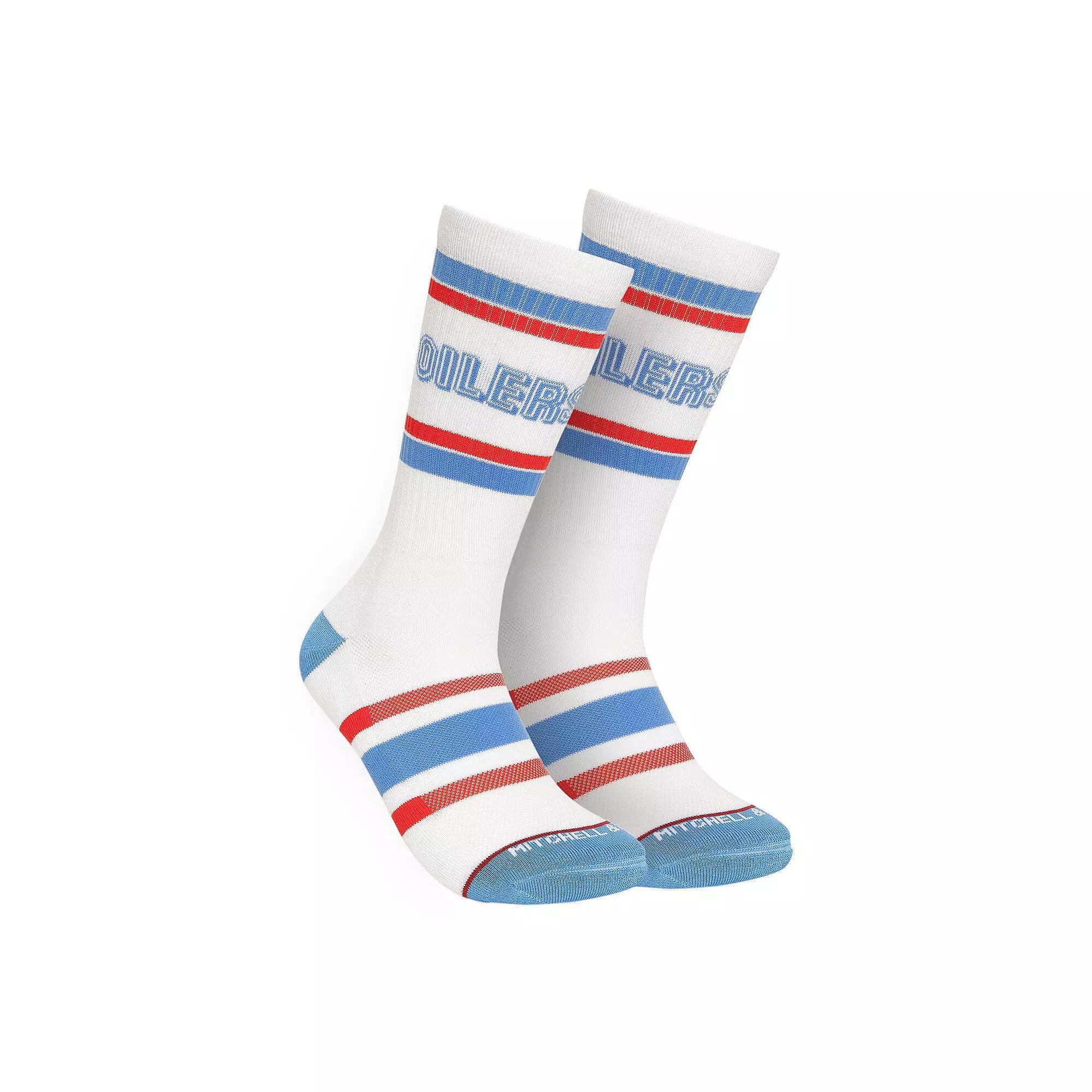 Men's Mitchell & Ness White Houston Oilers Throwback Team Stripes Crew Socks, Size: Large/XL, Nfl White Product Image