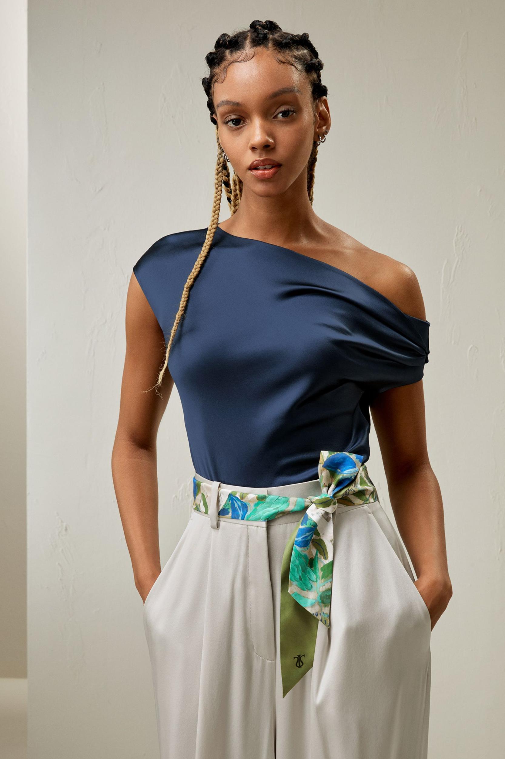 Boat Neck Silk Top Product Image