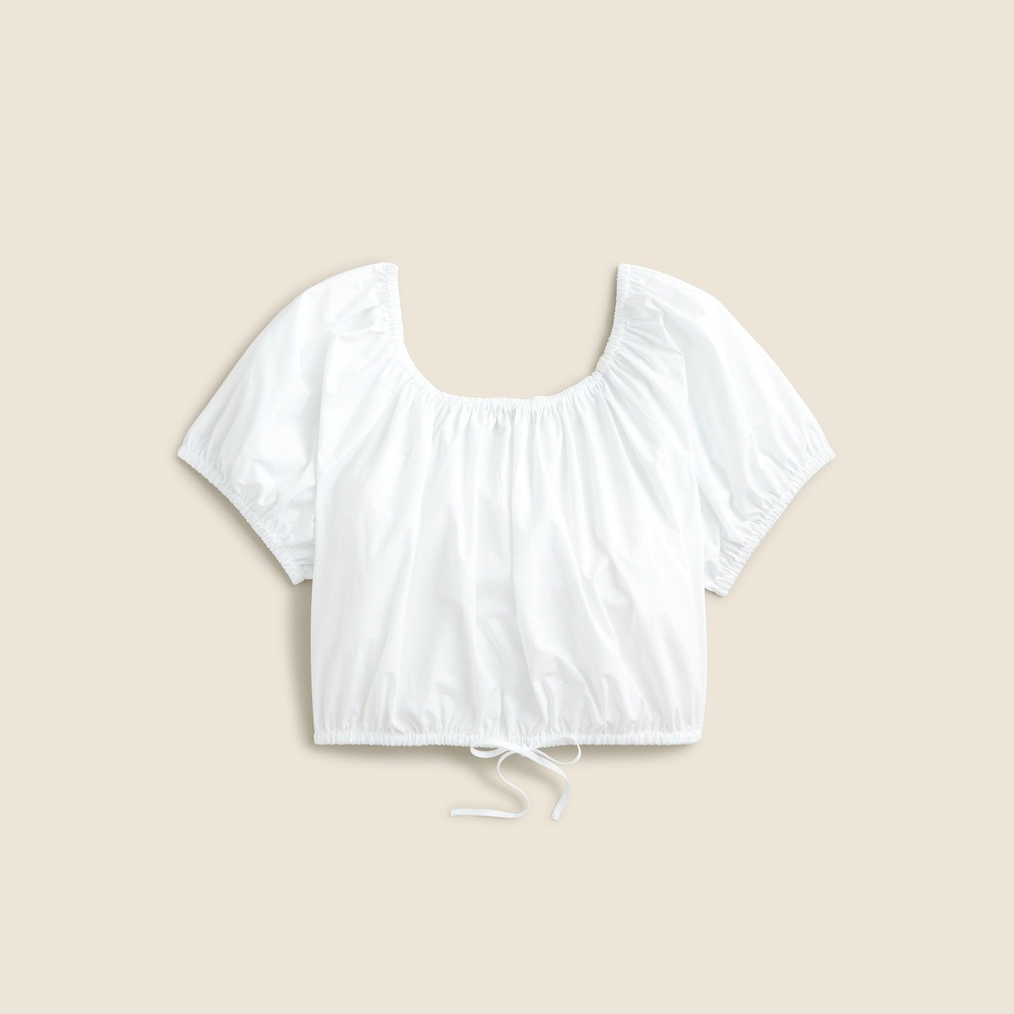 Cinched-waist cropped top in cotton poplin Product Image