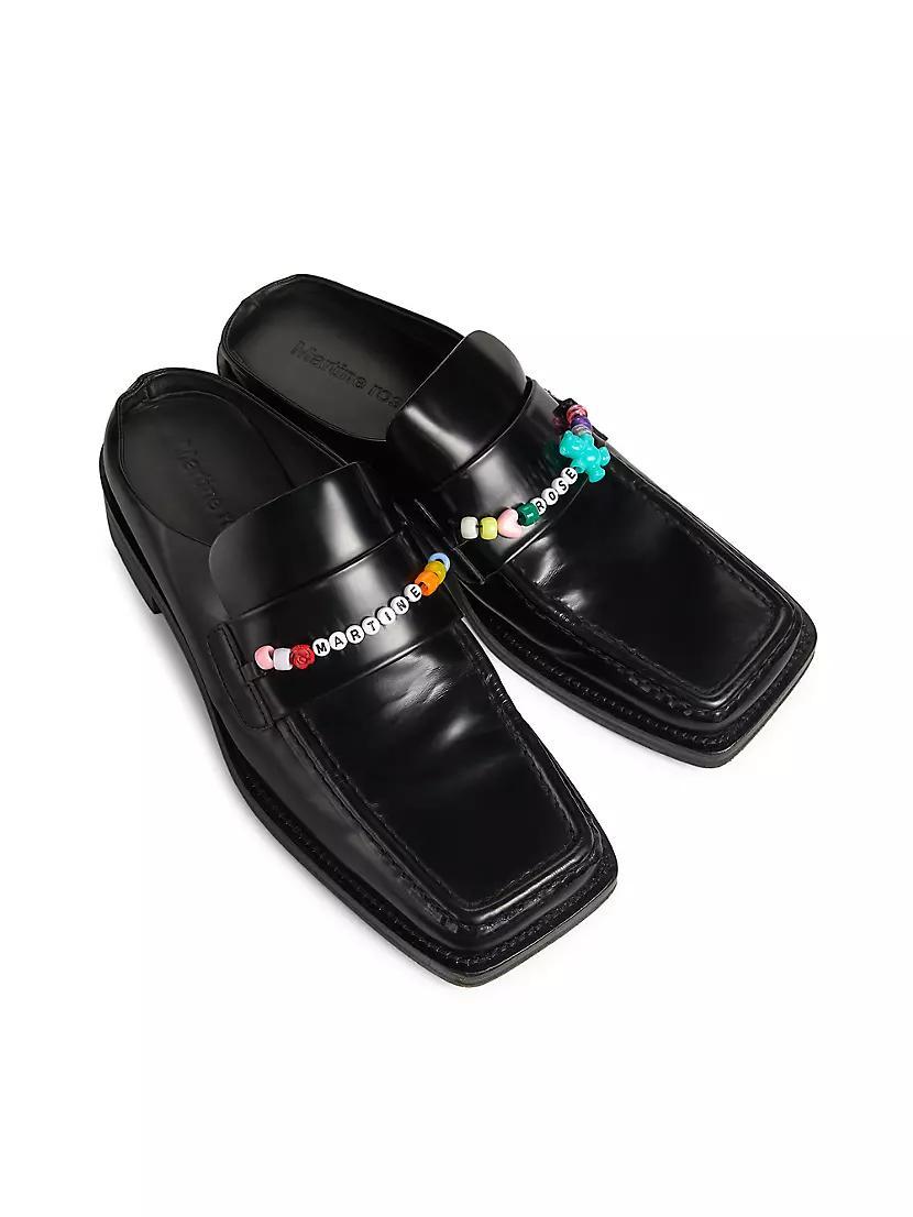 Beaded Leather Square-Toe Mules Product Image