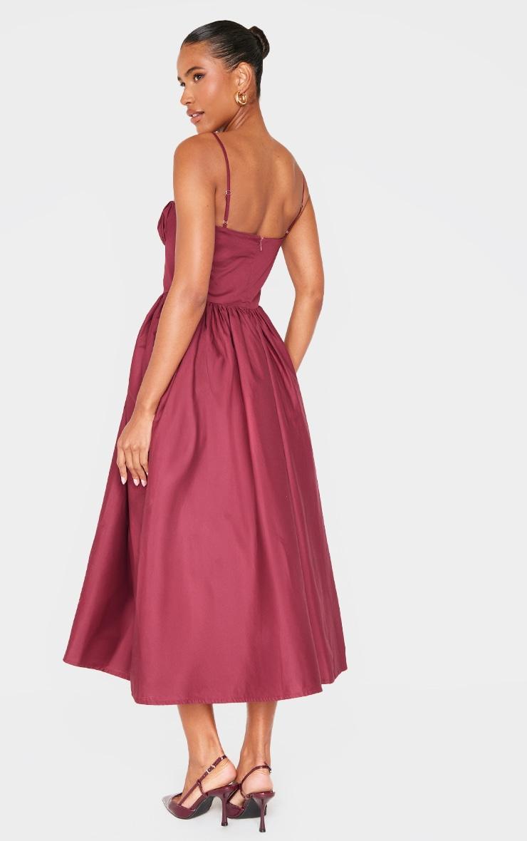 Burgundy Ruched Bust Corset Strappy Midaxi Dress Product Image