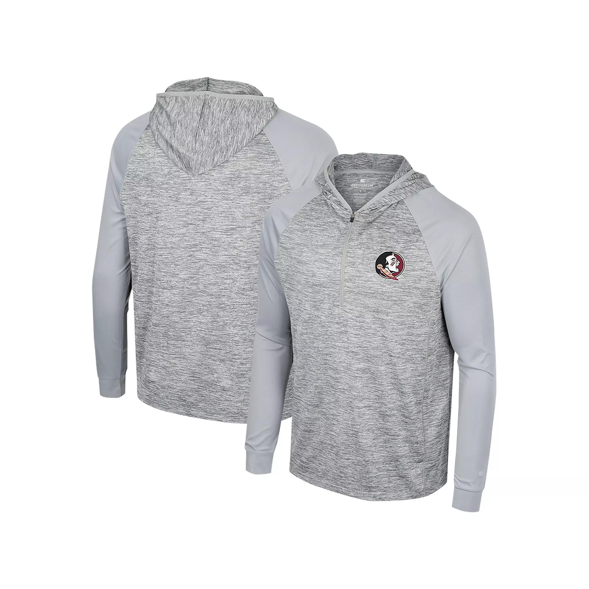 Men's Colosseum Gray Florida State Seminoles Cybernetic Raglan Quarter-Zip Hooded Top, Size: XL, Grey Product Image