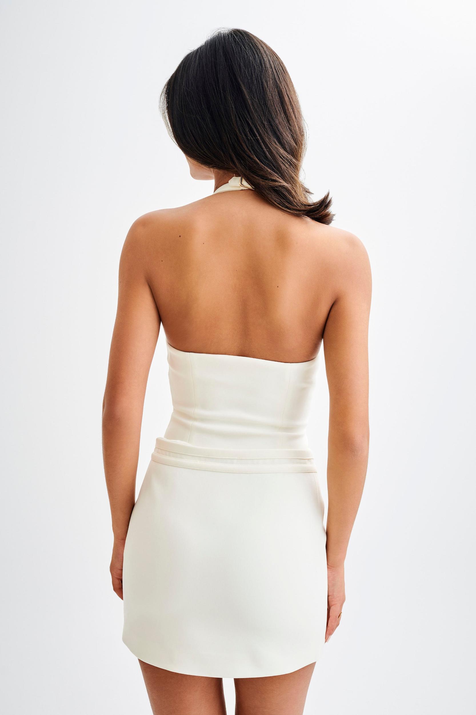 Letitia Suiting Halter Top With Buckle - Ivory Product Image